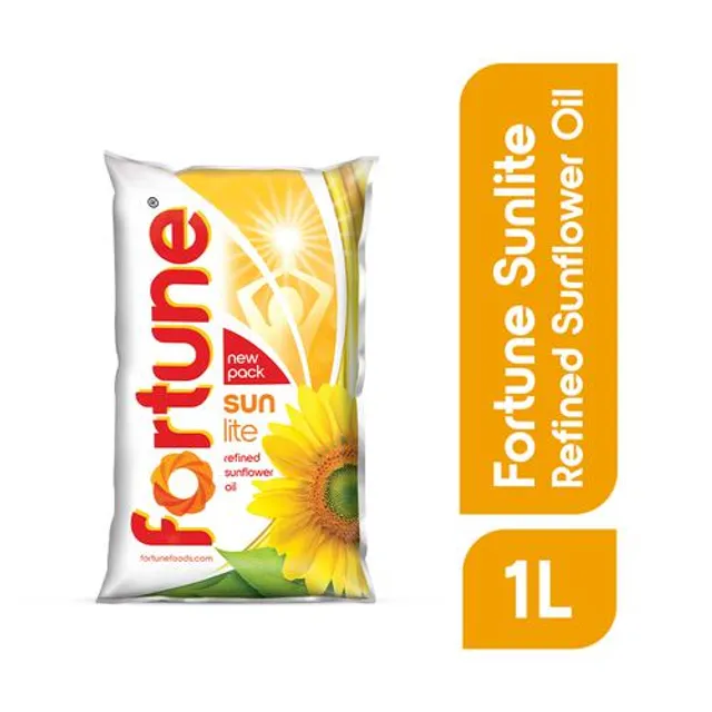 Fortune Sun Lite – Sunflower Refined Oil, 1 L Pouch