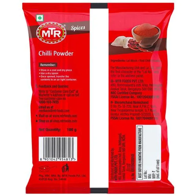MTR Chilli Powder/Menasina Pudi - Stemless, 100 g Pouch - Image 2
