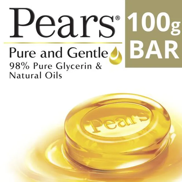 Pears Pure & Gentle Glycerin & Natural Oils Soap Bar, 98% Pure Glycerine & Natural Oils, 100 g Carton