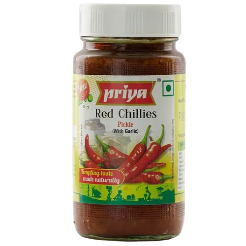 Priya Pickle Red Chillies With Garlic 300 g Bottle