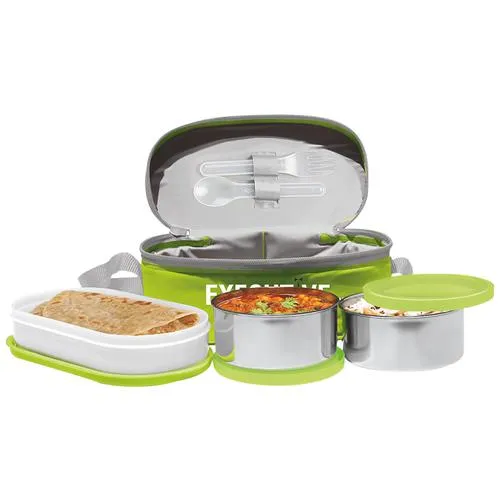 Milton Executive Stainless Steel Lunch/Tiffin Box With Containers & Cover - Green 5 pcs