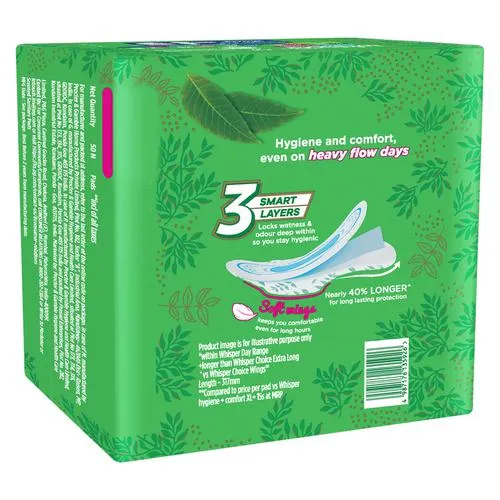 Whisper Ultra Clean Sanitary Pads - XL Plus Locks Wetness & Odour 50 pcs - Image 2