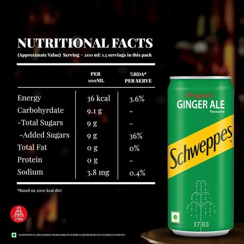 Schweppes Original Ginger Ale Flavoured Soft Drink - Refreshing Taste & Delicious Flavour 300 ml (Buy 5 Get 1 Free) - Image 5