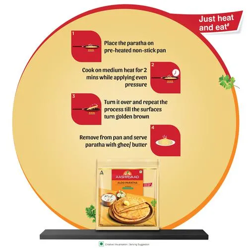 Aashirvaad Aloo Paratha - Ready To Cook No Added Preservatives Easy To Prepare Delicious Frozen 400 g (4 pcs) - Image 7