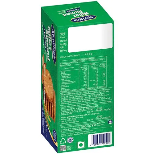 McVitie's Millet Almond Cookies - With Jowar Bajra & Ragi 73.6 g - Image 2