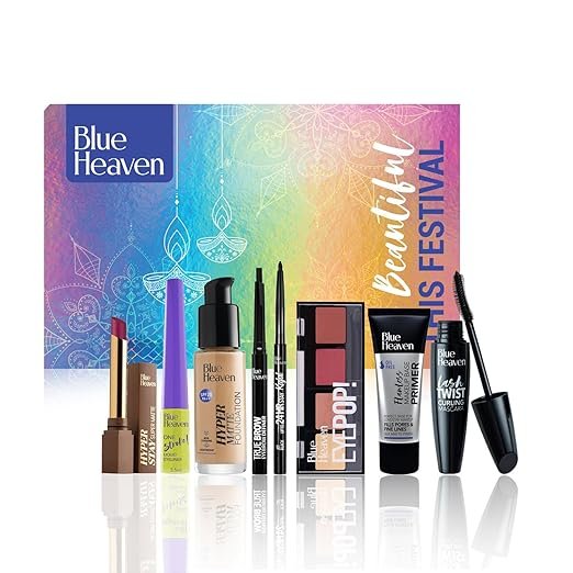 Blue Heaven Festive MakeUp Kit For Women Medium Tone Combo Pack of 8 32.1g+45.5ml