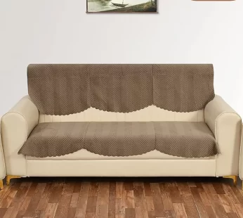 Yellow Weaves Velvet 3 Seater Quilted Sofa Cover and Chair Cover Seat & Back Cover Color – Greyish Brown