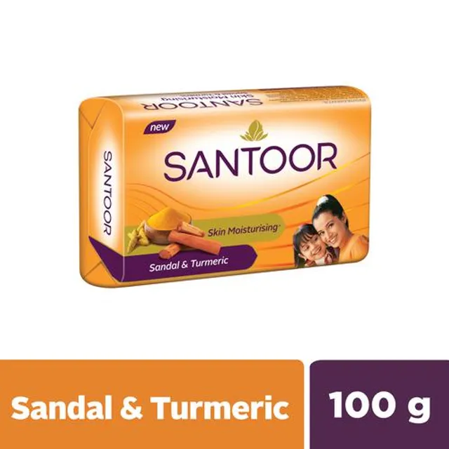Santoor Sandal & Turmeric BathÂ Soap for Younger Looking & Glowing Skin, 100 g