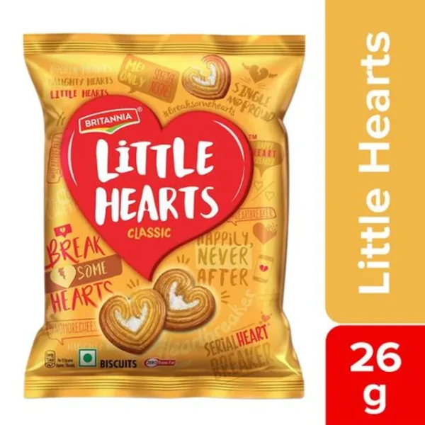 Britannia Little Hearts – Classic Heart-Shaped Sugar Sprinkled Biscuit 26 g