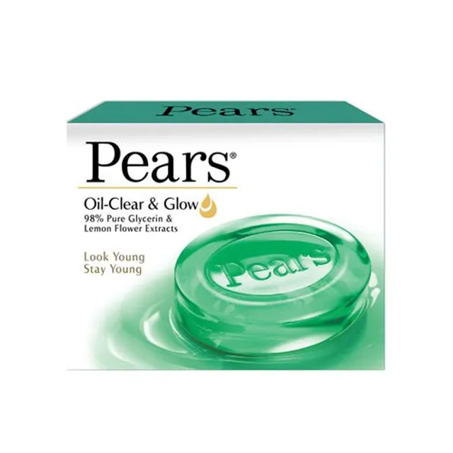 Pears Oil-Clear & Glow Lemon Flower Soap Bar, 98% Pure Glycerine & Lemon, 75 g