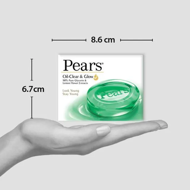 Pears Oil-Clear & Glow Lemon Flower Soap Bar, 98% Pure Glycerine & Lemon, 75 g