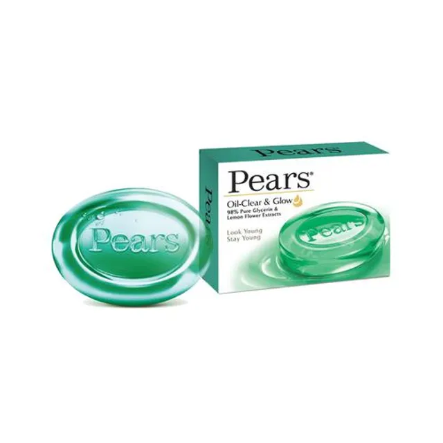 Pears Oil-Clear & Glow Lemon Flower Soap Bar, 98% Pure Glycerine & Lemon, 75 g