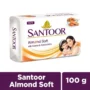 Santoor Sandal & Almond Milk Soap - For Soft & Moisturise Skin, 100 g