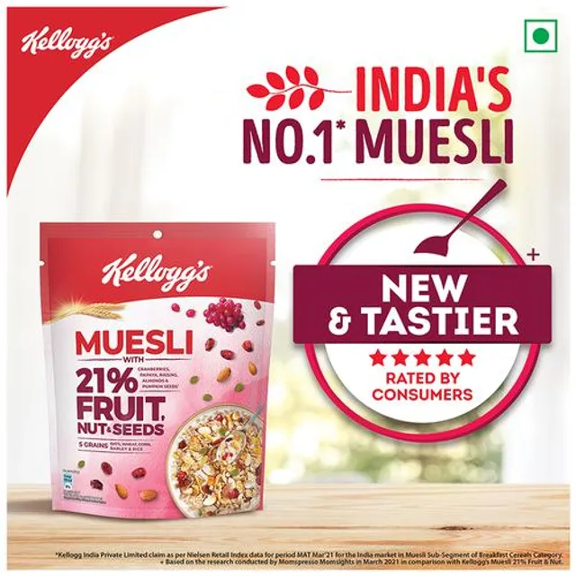 Kelloggs Muesli Breakfast Cereal - With Multigrain & 21% Fruit, Nut & Seeds, 240 g - Image 3