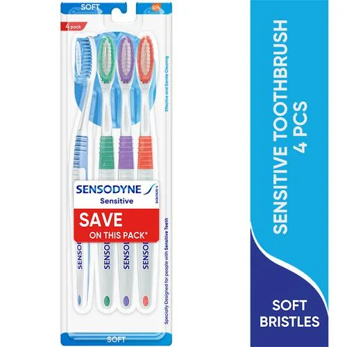 Sensodyne Sensitive Toothbrush – With Soft Rounded Bristles, 4 pcs