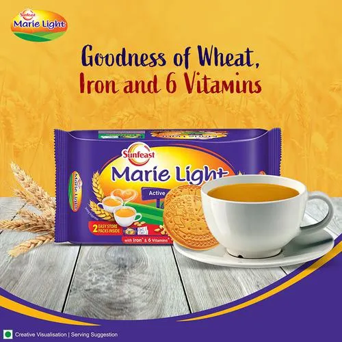 Sunfeast Marie Light Active Biscuits - With Iron 6 Vitamins Tea Time Partner 1 kg Pouch - Image 6
