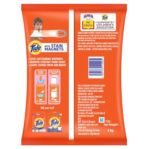 Tide Plus Detergent Washing Powder - Extra Power Lemon & Mint 1 kg - Image 2