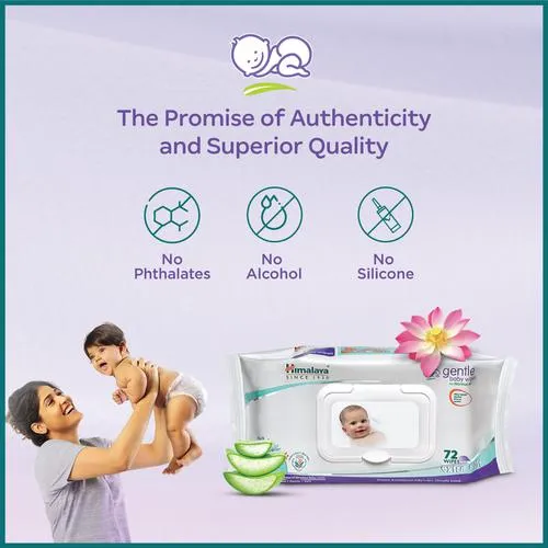 Himalaya Gentle Baby Wipes - With Aloe & Indian Lotus, 72 pcs Pouch - Image 6
