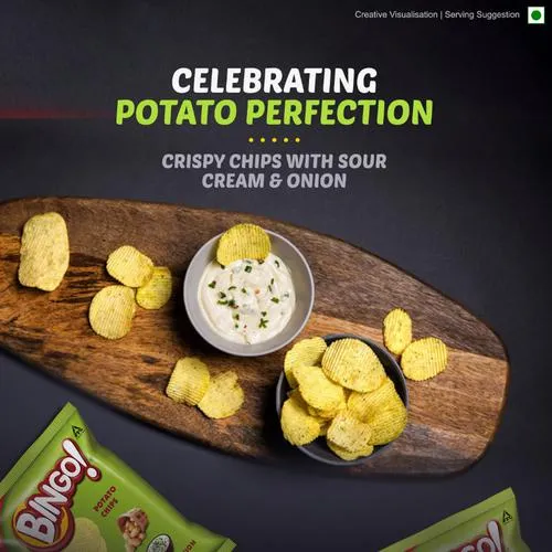 Bingo! Potato Chips - Cream & Onion Chips, Crispy & Crunchy Pack For Snacks, 25 g Pouch - Image 10