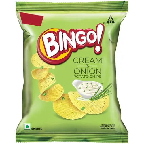 Bingo! Potato Chips - Cream & Onion Chips, Crispy & Crunchy Pack For Snacks, 25 g Pouch
