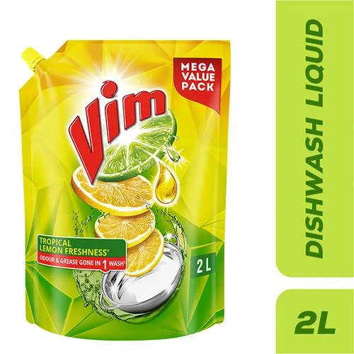 Vim Dishwash Liquid Gel Lemon Refill Pouch 2 L