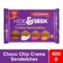 Parle Platina Hide & Seek Choco Chip Creme Sandwiches, Assorted Flavours, Chocolate, Vanilla, Strawberry, Orange, 400 g
