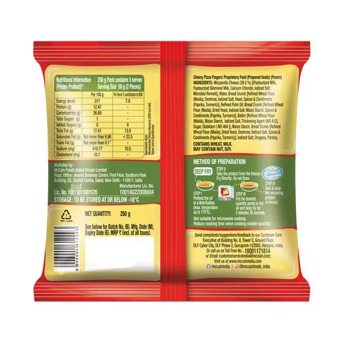 McCain Cheesy Pizza Fingers 250 g