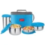 Milton Delicious Combo Stainless Steel Insulated Lunch/Tiffin Box - Containers & Tumbler Blue 4 pcs
