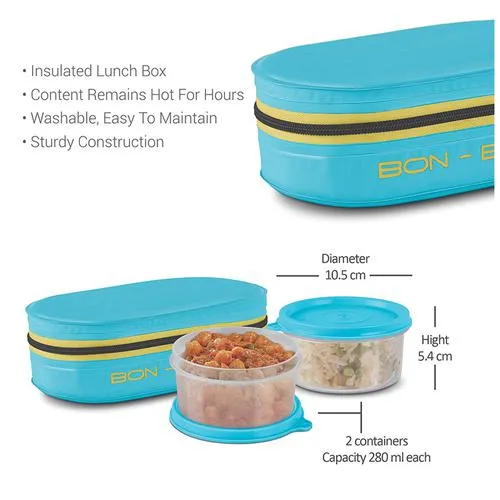 Milton New Bon Bon Lunch Box With 2 Leak-Proof Containers - Cyan 280 ml (Set of 2) - Image 3