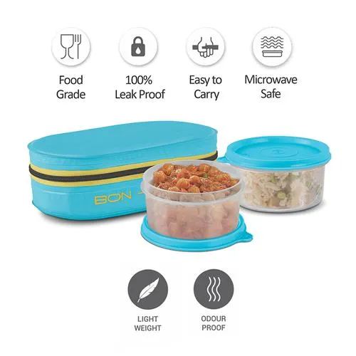 Milton New Bon Bon Lunch Box With 2 Leak-Proof Containers - Cyan 280 ml (Set of 2) - Image 4