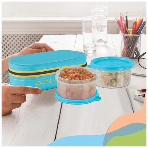 Milton New Bon Bon Lunch Box With 2 Leak-Proof Containers - Cyan 280 ml (Set of 2) - Image 5