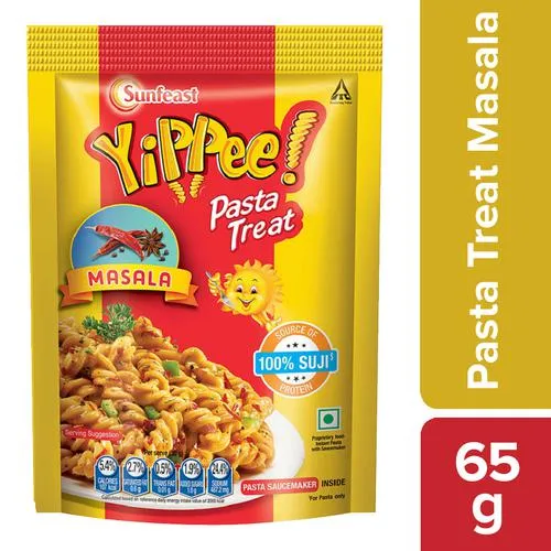 Sunfeast YiPPee! Pasta Treat – Cheesy & Soft Suji/Rawa Masala 65 g Pouch