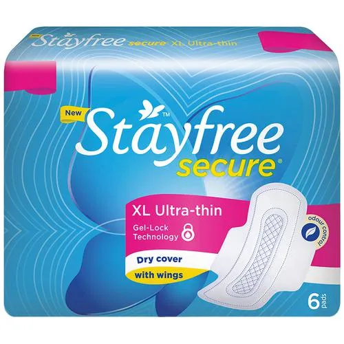STAYFREE Sanitary Pads - Secure Xl Ultra-Thin with Wings 6 pads