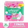 Whisper Ultra Skinlove Soft Sanitary Pads for Women XL Cottony soft our #1 Softness Soft top sheet Irritation free 31.7 cm Long With disposable wrap 7 pcs 7 thin Pads