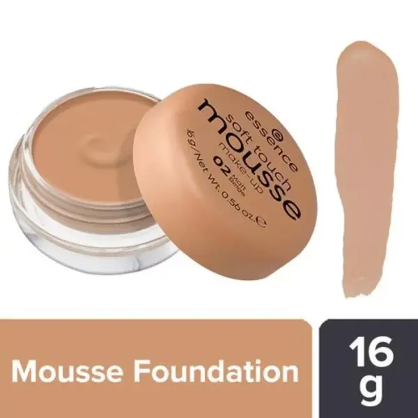 ESSENCE Soft Touch Mousse Make-Up – Provides Natural-looking Matt Complexio 16 g 02 Matt Beige