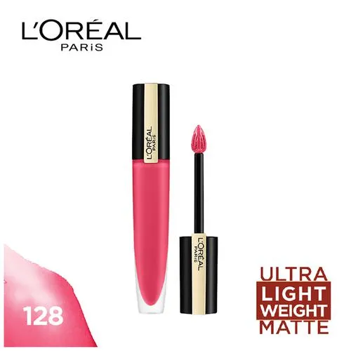 L'OREAL PARIS Rouge Signature Matte Liquid Lipstick - Soft-matte Finish Super-Lightweight Formula 7 g 128 I Decide - Image 4