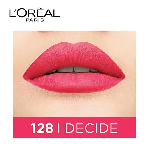 L'OREAL PARIS Rouge Signature Matte Liquid Lipstick - Soft-matte Finish Super-Lightweight Formula 7 g 128 I Decide - Image 5