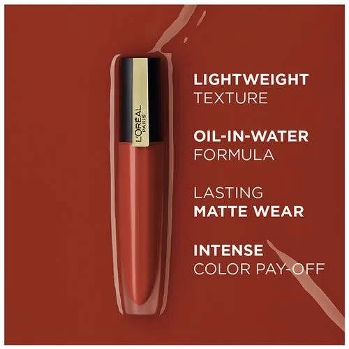 L'OREAL PARIS Rouge Signature Matte Liquid Lipstick - Soft-matte Finish Super-Lightweight Formula 7 g 128 I Decide - Image 6