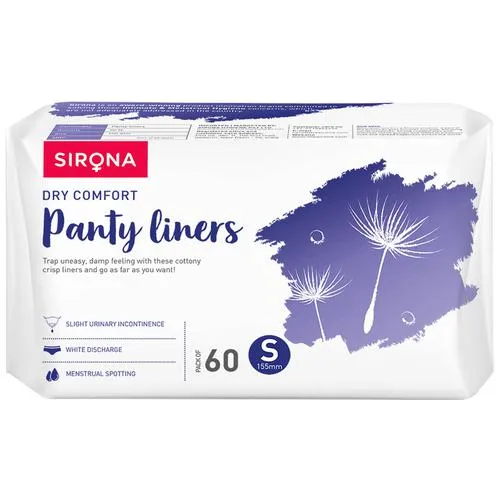 SIRONA Ultra-Thin Cottony Crisp Panty Liners | Ultra Soft and Breathable Liners for Everyday Use 60 pcs