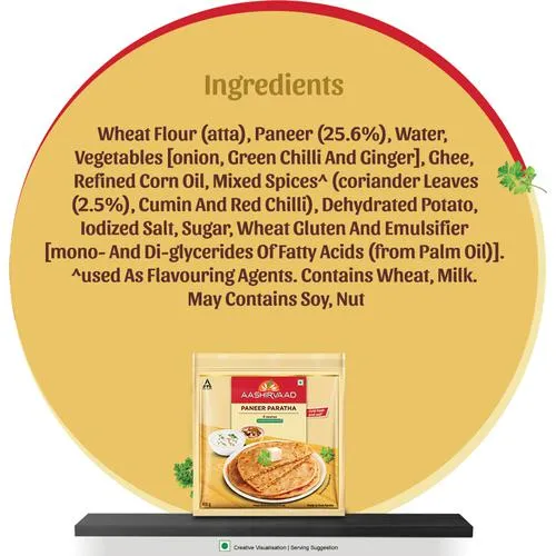 Aashirvaad Paneer Paratha - Ready To Cook No Added Preservatives Easy To Prepare Deliciou, Frozen 400 g Pouch - Image 4