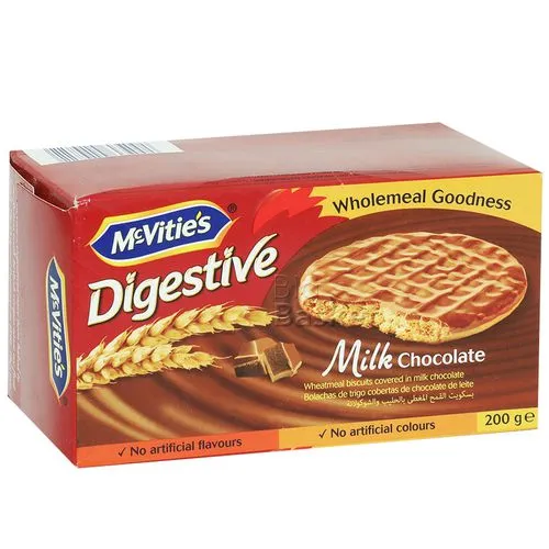 McVitie’s Wholewheat Digestive Imported Biscuits Coated With Milk Chocolate 200 g Carton