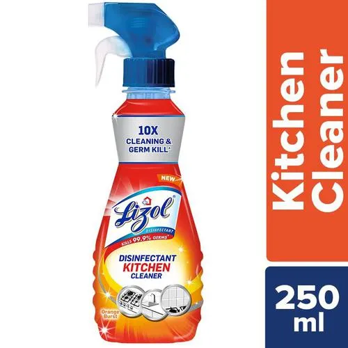 Lizol Disinfectant Kitchen Power Cleaner Liquid Spray – Orange 250 ml