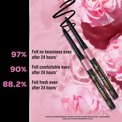 FACES CANADA Fresh Eyes Kajal - Rose Extracts Up To 24 Hrs Stay Waterproof 0.35 g Intense Black - Image 5