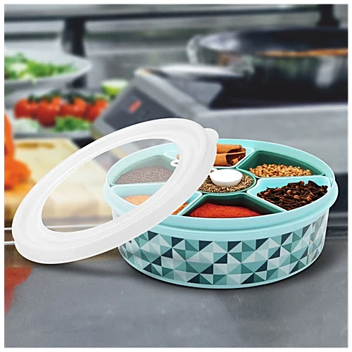 Masala/Dryfruit Spice Plastic Box – BPA-Free 7 Compartments Blue 2.25 L