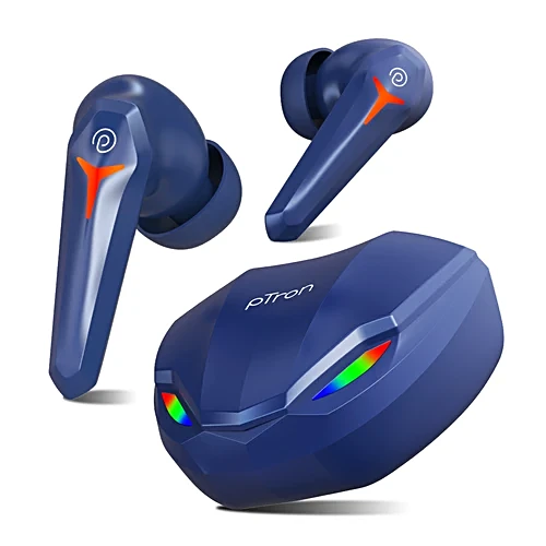 pTron Bassbuds Razer TWS Earbuds – With 40 mins Gaming 45H Playtime AI ENC Calls & Deep Bass Blue