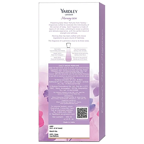 Yardley London Morning Dew Daily Wear Perfume for Women Floral Scent 100 ml - Image 3
