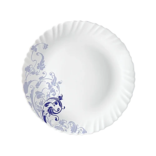Larah by Borosil Dinner Set - Opalware Bue Eve Silk White 18 Pcs - Image 2