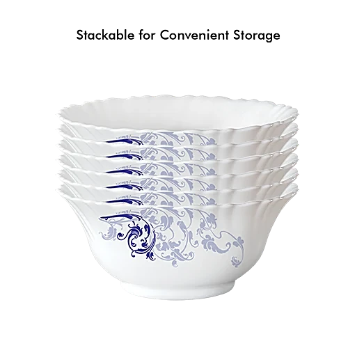 Larah by Borosil Dinner Set - Opalware Bue Eve Silk White 18 Pcs - Image 5