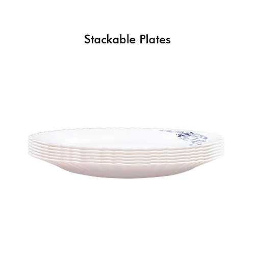 Larah by Borosil Dinner Set - Opalware Bue Eve Silk White 18 Pcs - Image 6