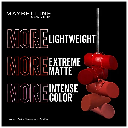Maybelline New York Colour Sensational Ultimatte Lipstick - Highly Pigmented Lightweight Formula 1.7 g 299 More Scarlet - Image 5
